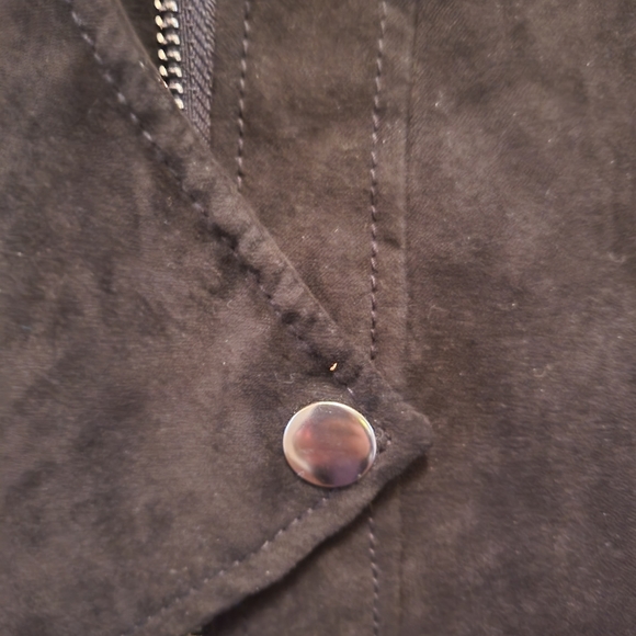 H&M BLACK MICROSUEDE JACKET. SIZE 13/14 Y - Picture 4 of 8